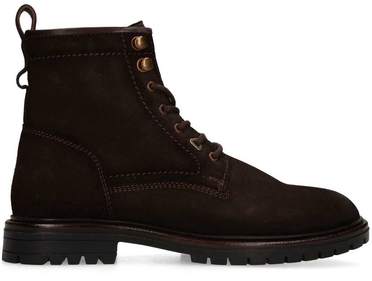 Manfield - Heren - Bruine suede veterschoenen - Maat 40