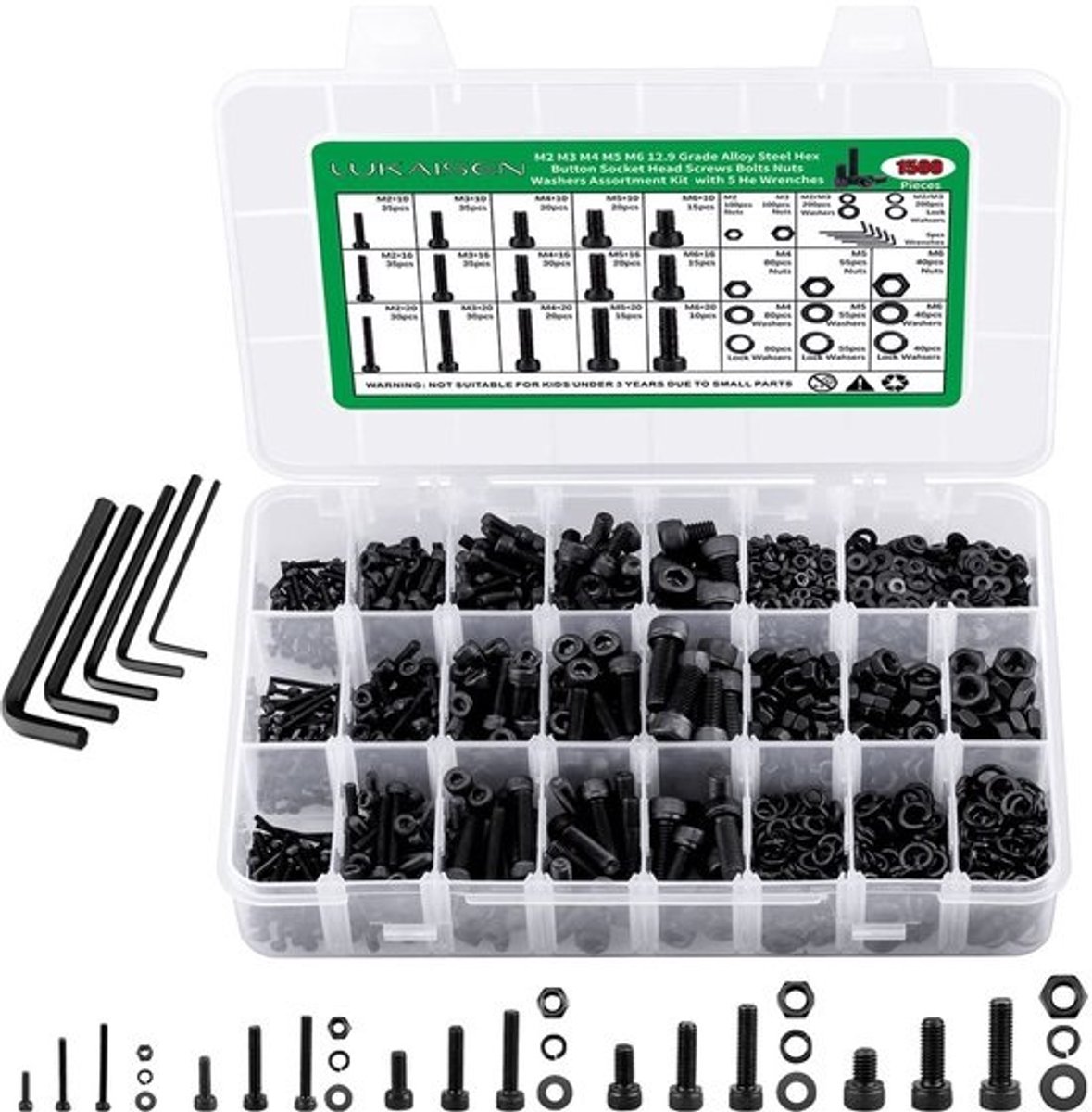 Schroeven en Moeren - Bevestigingsmateriaal Set - Klusprojecten Reparatie - 12.9 Koolstofstaal - M2 tot M6