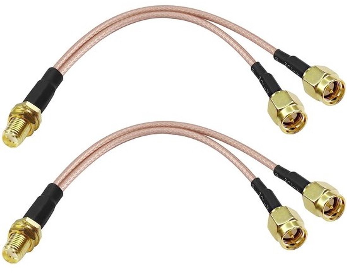 2 stuks SMA Y-splitter Kabel Adapter RG316 Verlengstuk - 15 cm - Voor WiFi en GSM Antennes