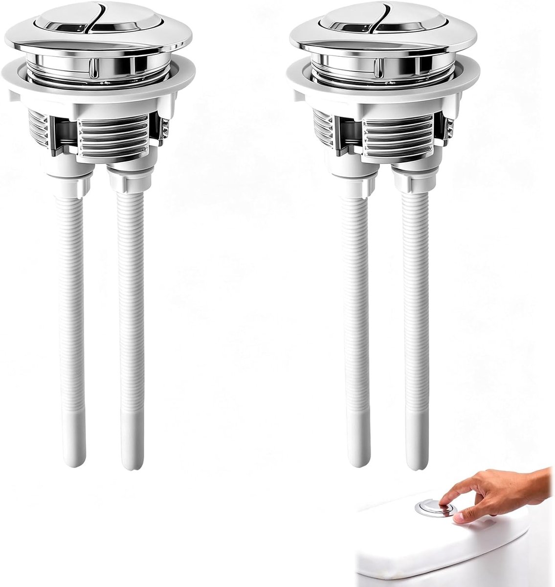 2 x reserveknoppen voor dubbel toilet doorspoelen 38 mm - universeel, geschikt voor deksels van 37 - 44 mm, eenvoudig te installeren, roestvrijstalen knop voor regenwateropvang
