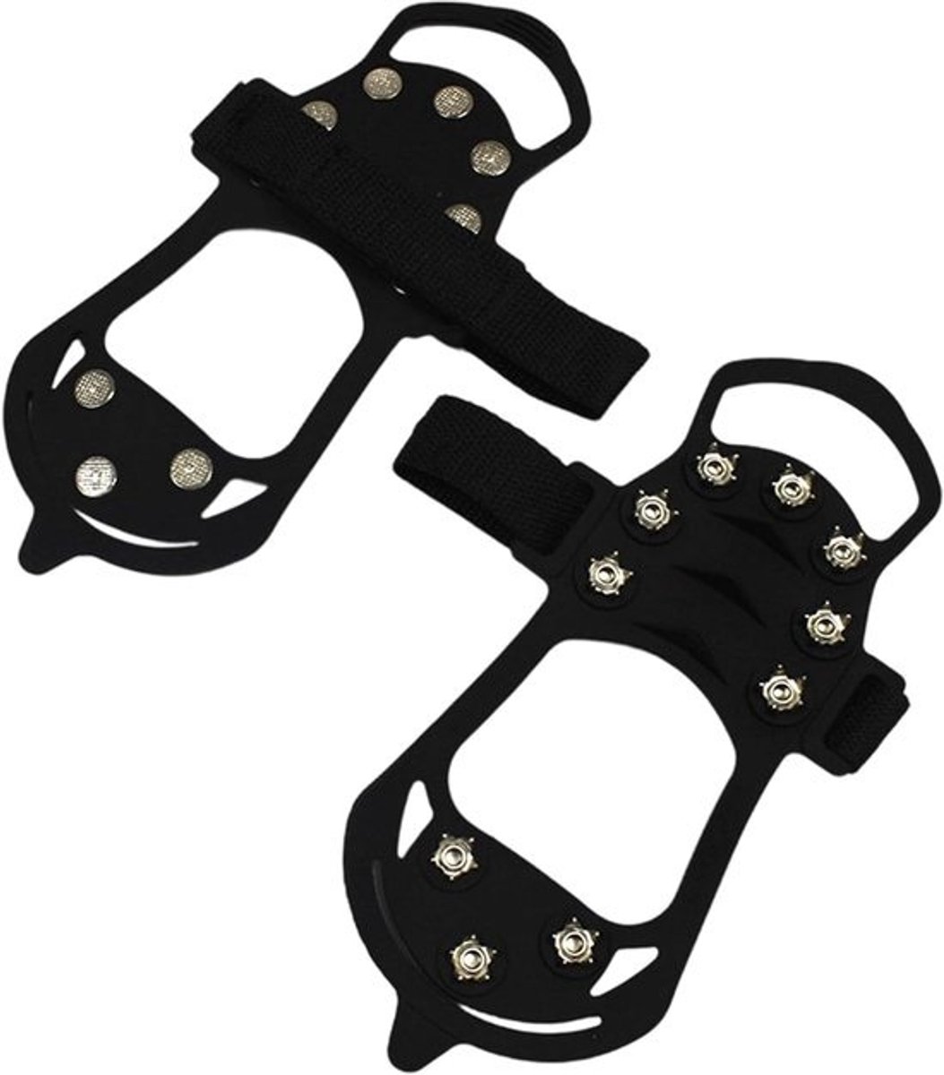 IJsspikes voor schoenen - IJsklemmen Stijgijzers - Veilig Lopen Buiten - 10 Slijtvaste Tanden - Unisex Maten - Zwart