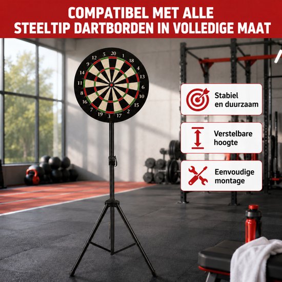 Dartbordstandaard - Dartstandaard - Opvouwbaar, verstelbaar 104-205 cm - Driepoot 5,4 kg - Binnen en buiten — afbeelding 4