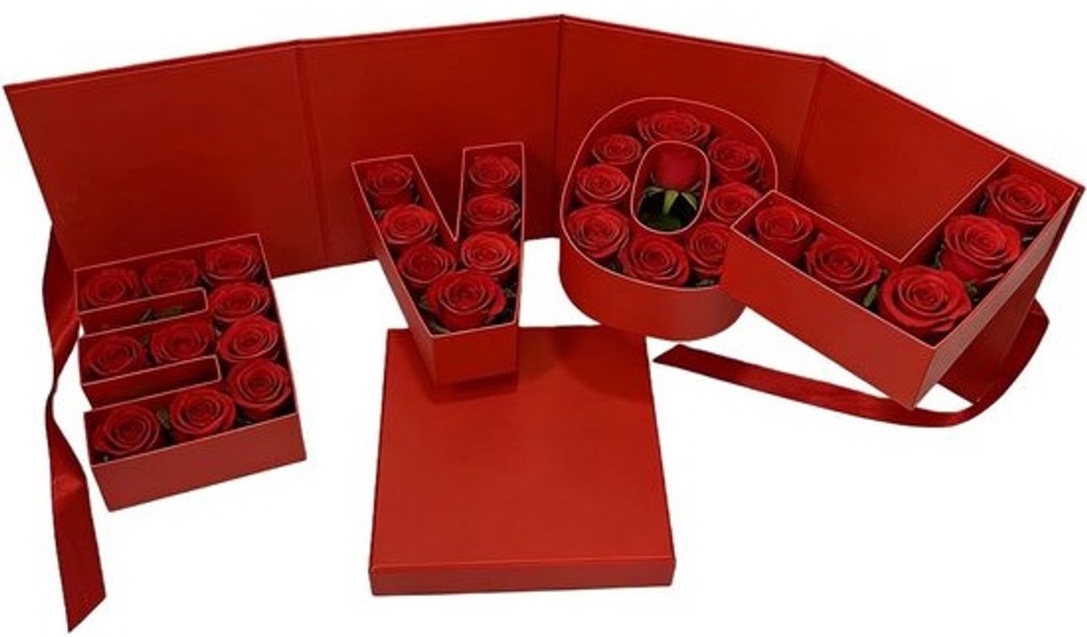 Lege Rozenboeket Doos - Chocoladehouder Bloemendoos - Romantisch Cadeau Geven - Roterend Letterontwerp - 25 x 20 x 20 cm