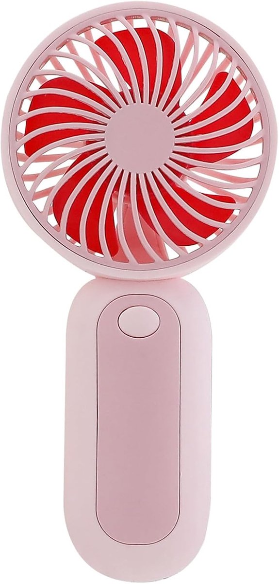 Draagbare miniventilator - Roze - Handventilator - Gemakkelijk vast te houden of in een tas te gooien - Stille werking - Ideaal voor reizen, kamperen of toeren - Mini, compact en schattig - Geschikt voor kinderen - Batterijen niet inbegrepen