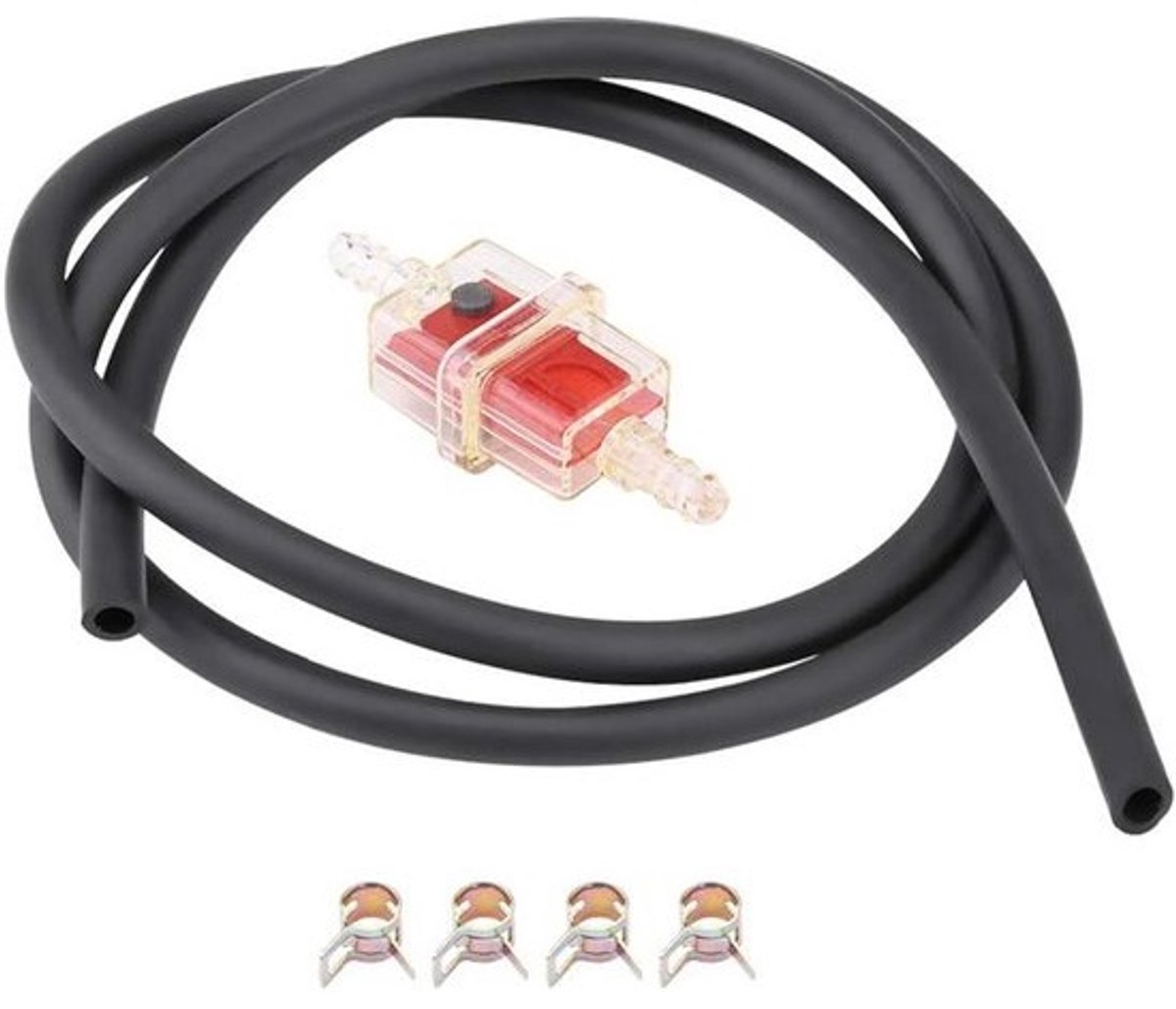 Brandstoffilter Slangset - Benzineleiding Motor - Motor Onderhoud - Universele Pasvorm - 6 mm Slang - Rood