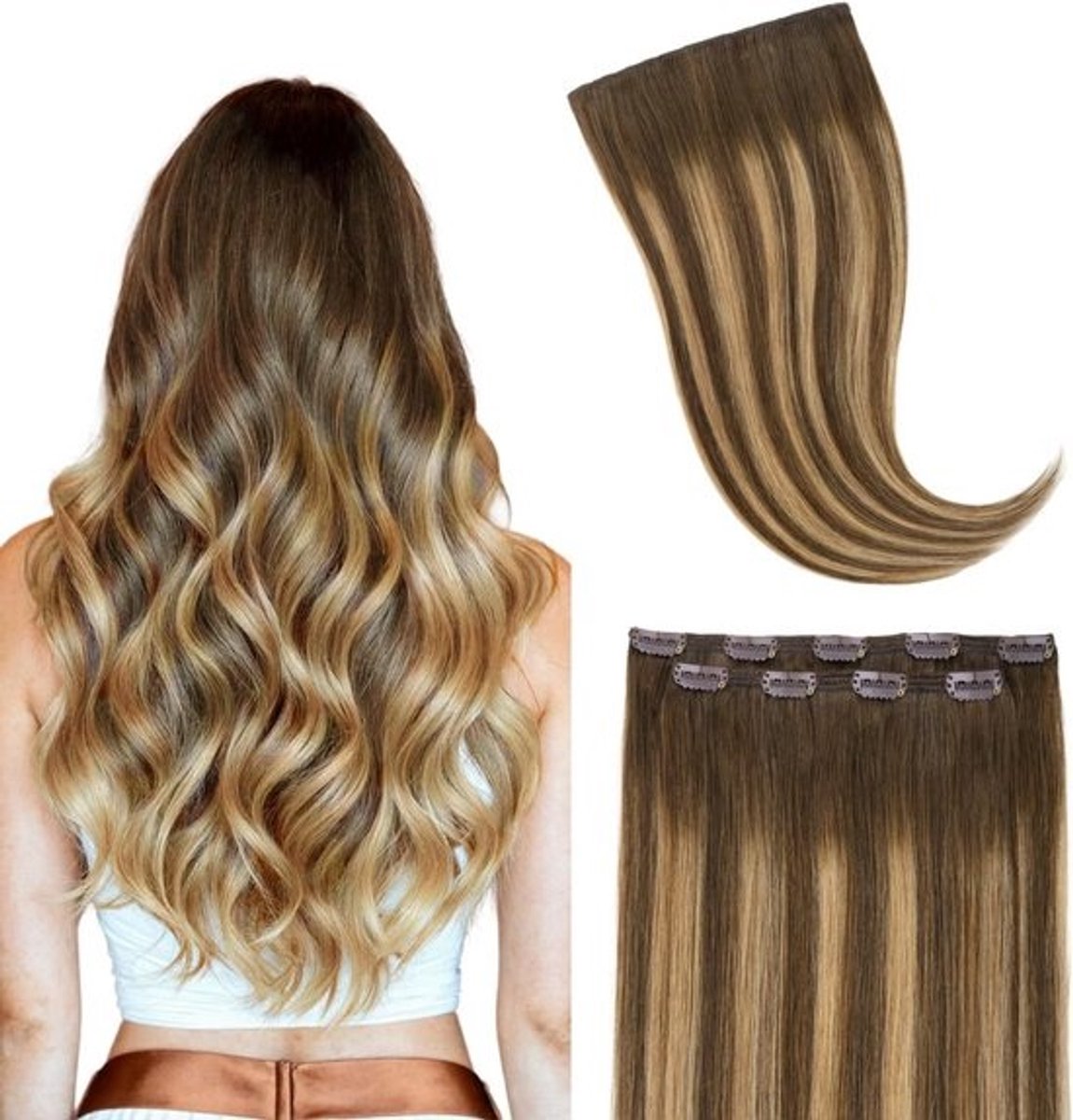 Clip-in Haarverlenging Echt Menselijk Haar 40 cm Volume en Lengte