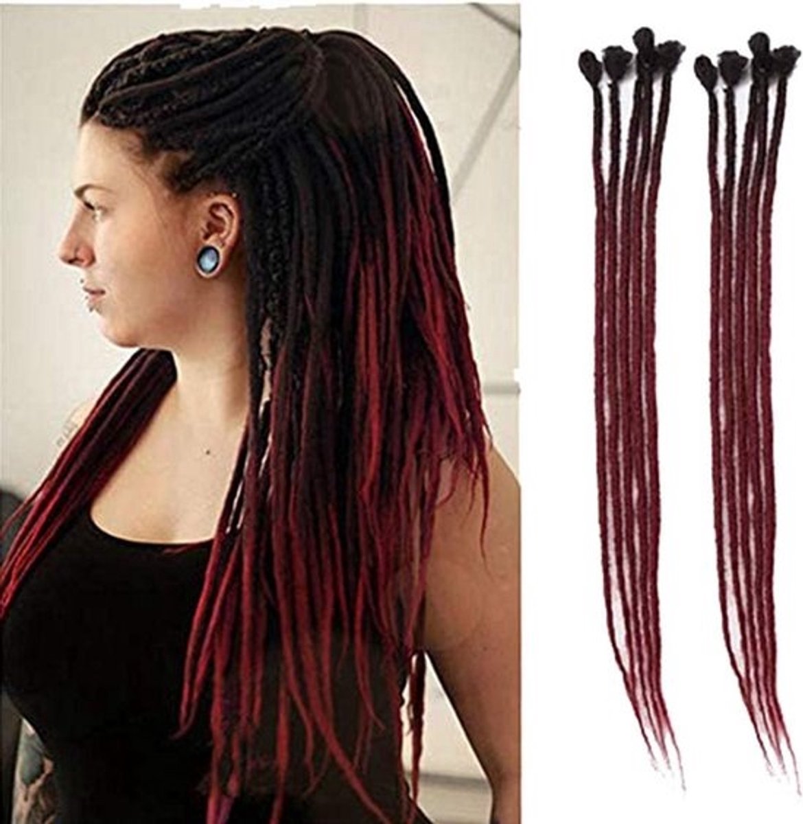 24 Inch Ombre Dreadlocks Extensions Synthetisch Haar Vlechten voor Mannen en Vrouwen - Handgemaakt