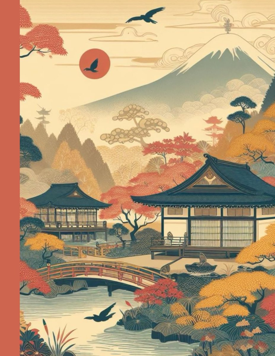 A4 Japanese Ukiyo-e design Notebook College Ruled: Autumn in Japan - ShopVlot