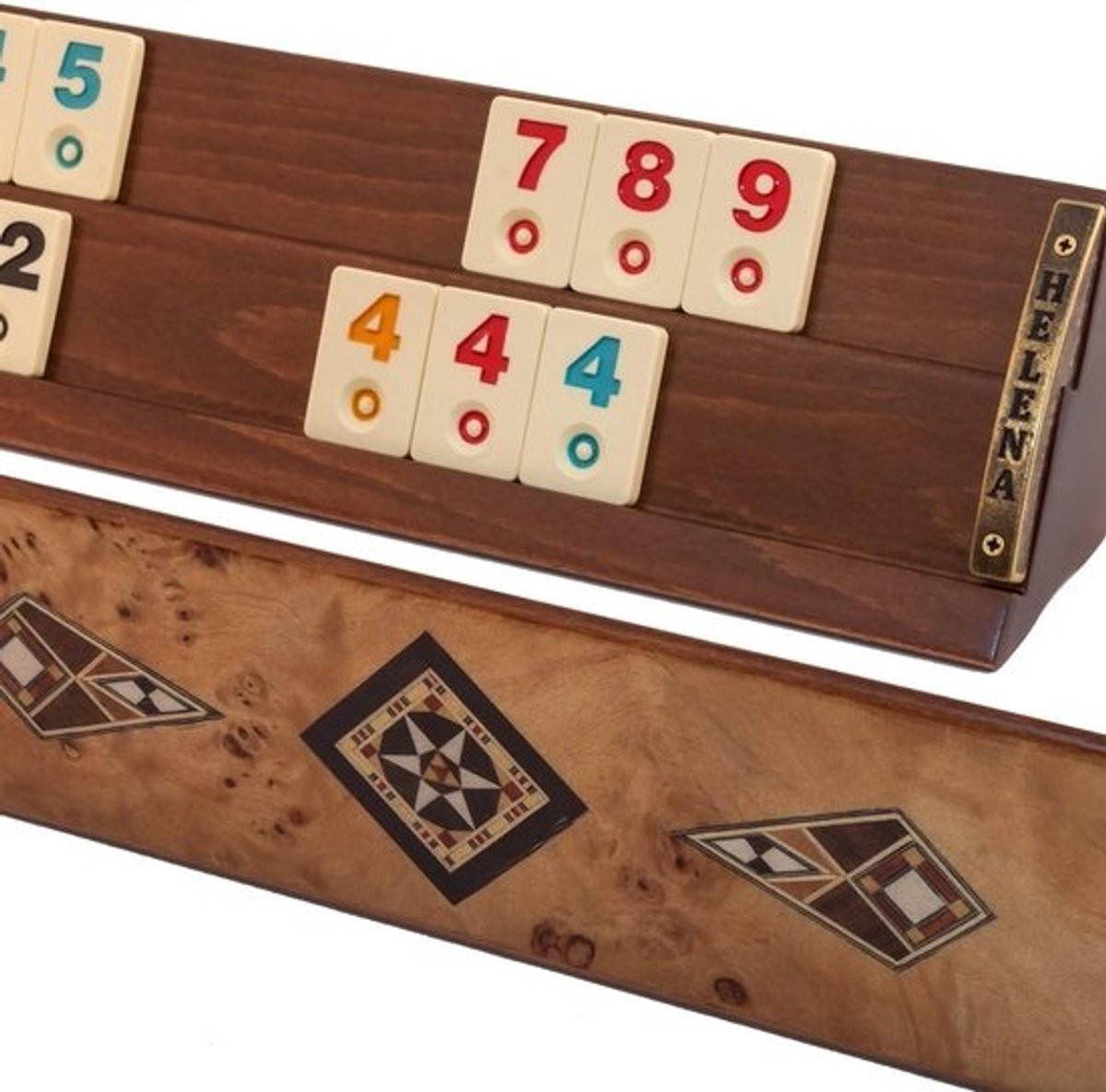 Houten Rummikub Spel Luxe Editie met Melamine Stenen en Draagtas