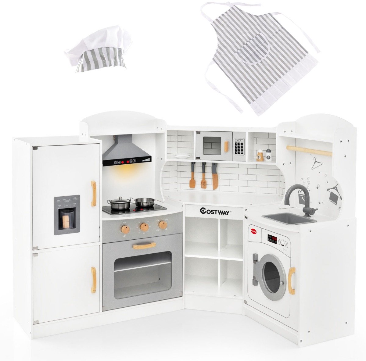 SureDeal® - Rollenspell - Hoekkeukenset - Afzuigkap Ijsblokjesmachine Magnetron - Geluid - 28x32x40 cm - Wit