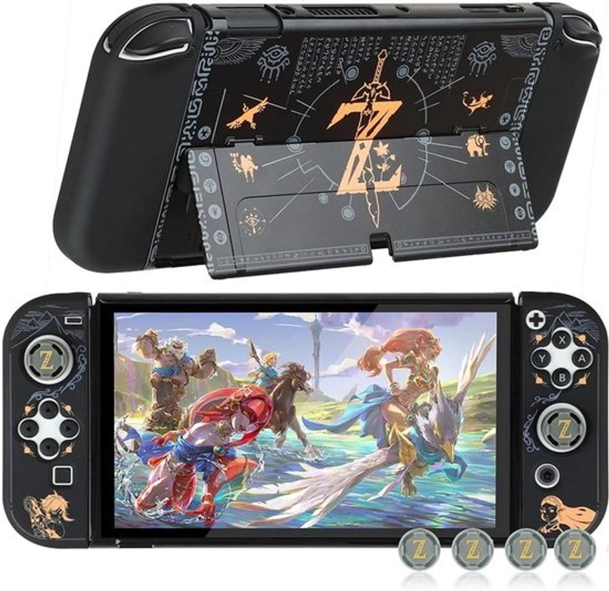 Dockbare Beschermhoes voor Switch OLED 2021 met 4 Duimgrepen - Harde PC Case met Volledige Bescherming