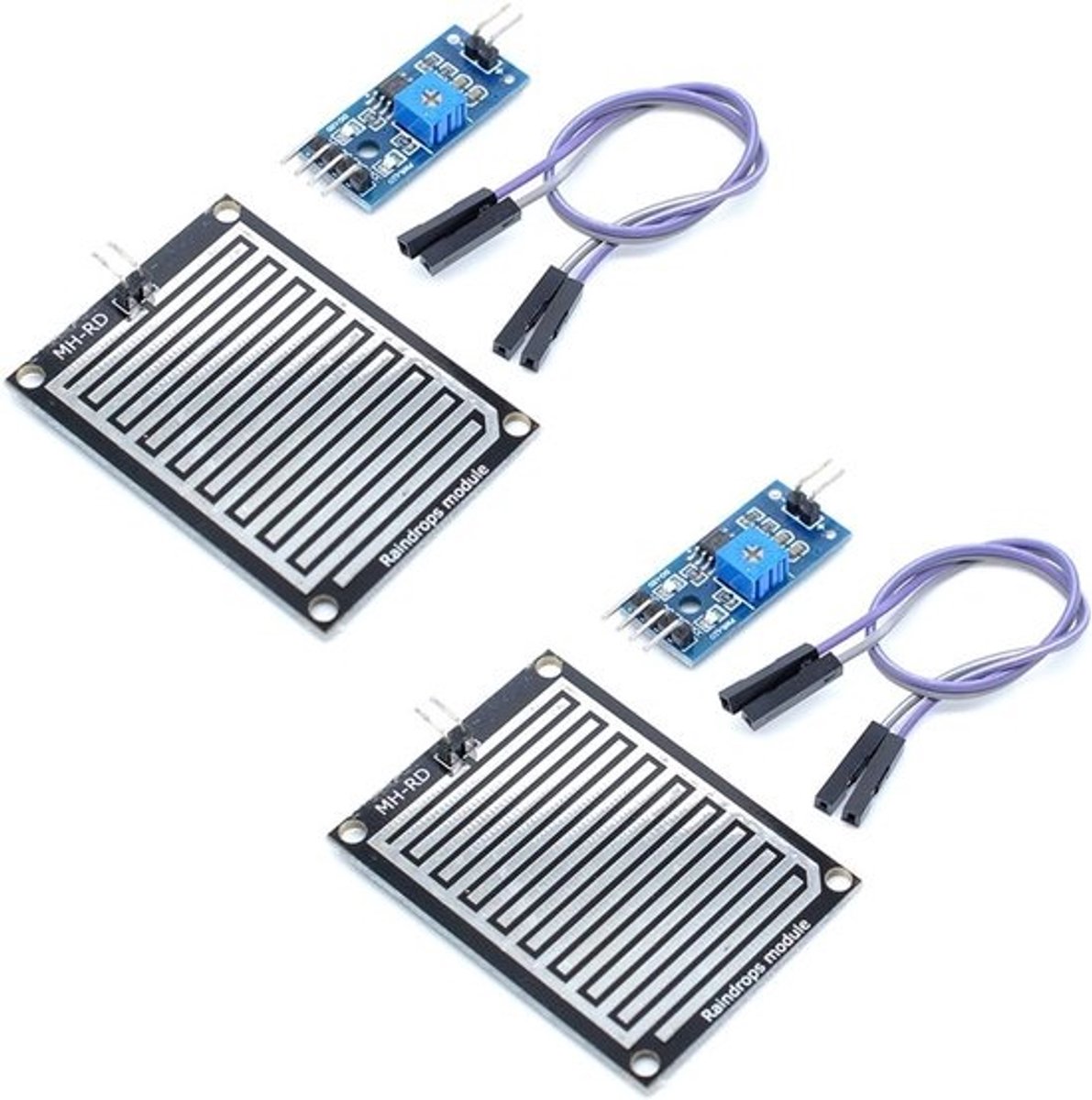 Water Sensor - Regensensor Module - Vocht Detectie - Instelbare Gevoeligheid - 2 Stuks - Groen