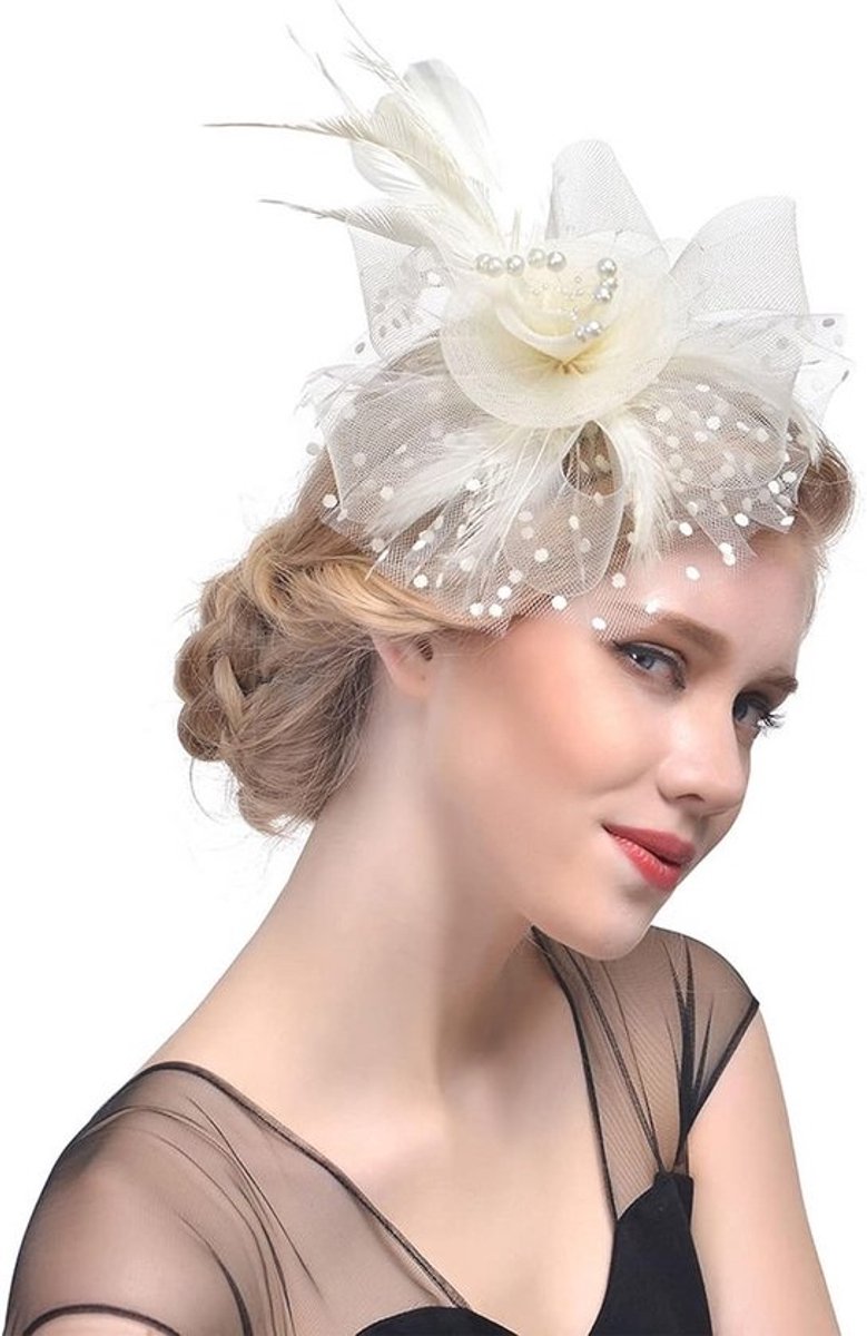 Elegante Fascinator Hoed Dames met Bloem en Veren - Hoofddeksel voor Feest of Bruiloft