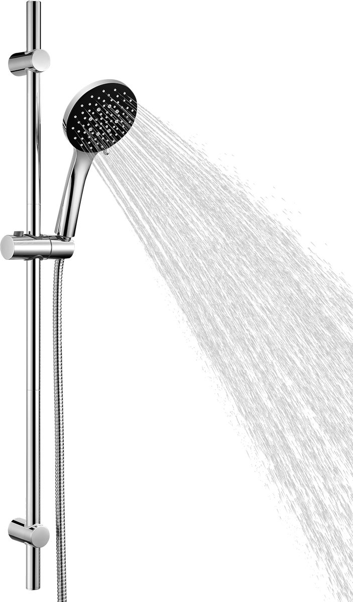 Auralum max Doucheset met Handdouche - 90 cm Glijstang - Douchekop Ø 12 cm - 6 Standen Handdouche - Doucheslang 150 cm - RVS Complete Glijstangset - Waterbesparend - Chroom