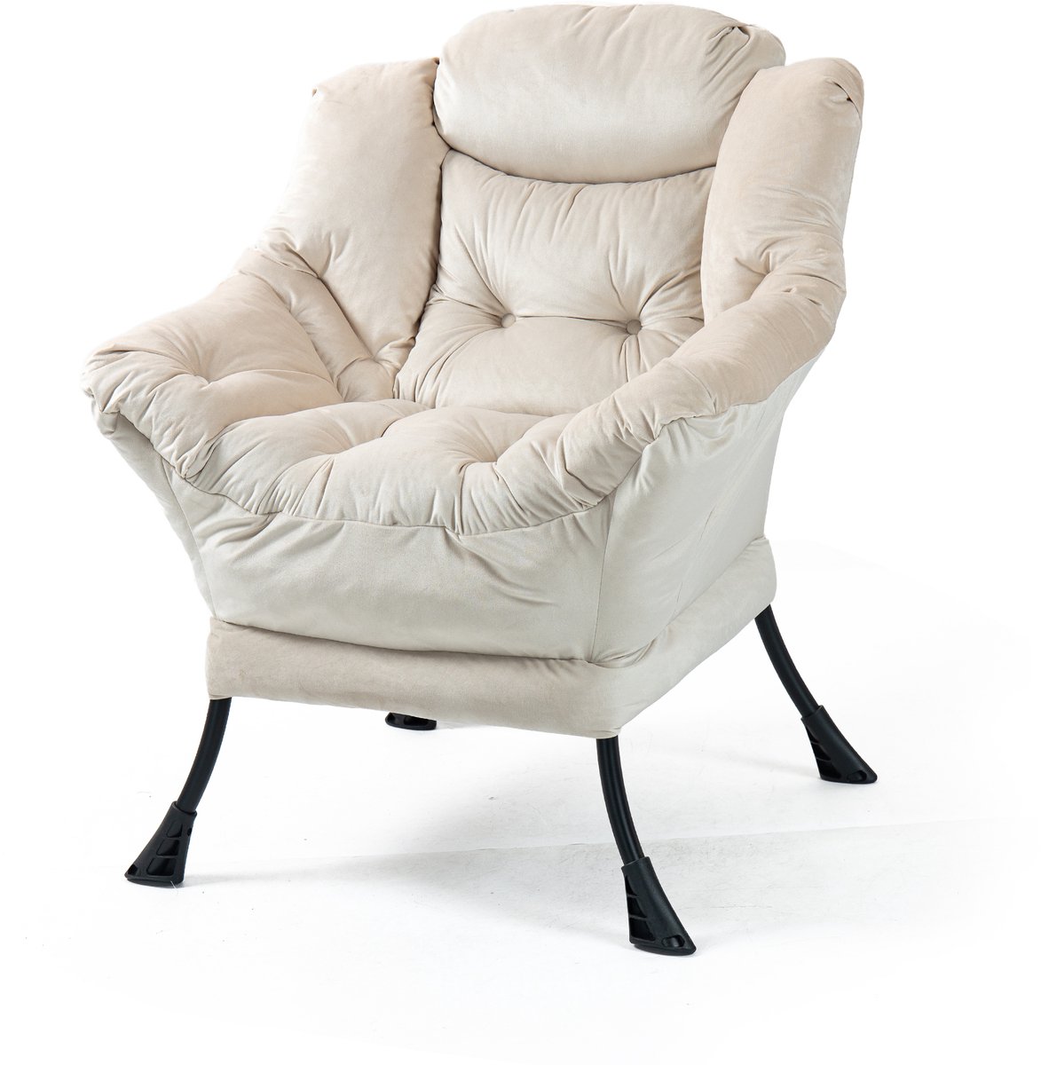 Ropilly Relaxstoel Met Zijvak - Luie Stoel Voor Woonkamer - Comfortabele Neksteun - Metalen Frame - 8,5 kg - Slaapkamer En Balkon - 75x80x85 cm Khaki