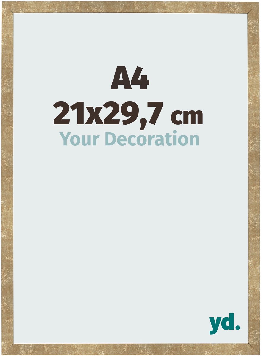 Your Decoration - Fotolijst A4 21x 29,7 cm - MDF - Goud Antiek - Bologna