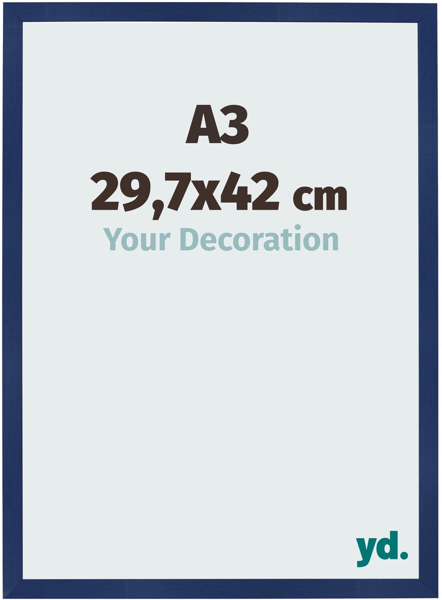 Your Decoration - Fotolijst A3 29,7x42 cm - MDF - Donkerblauw Geveegd - Bologna