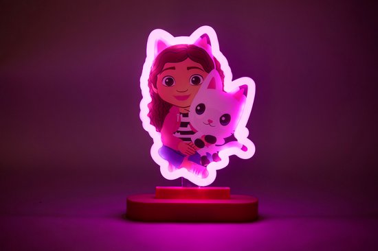 Gabby's Dollhouse Nachtlamp - Roze Neon Lamp voor Kinderkamer en Slaapkamer - Bedlampje met automatische dag-/nachtsensor - 25,6 x 18 cm - Peuter speelgoed - Voor meisjes en jongens - Vanaf 3 jaar van W&O Products B.V. — afbeelding 4