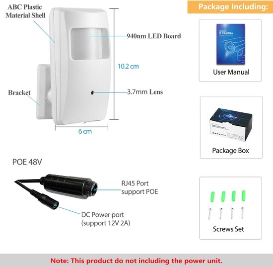 Verborgen IP Camera - Kleine Beveiligingscamera - Binnenshuis Toezicht - Onzichtbaar Nachtzicht - 5MP Ultra HD - Wit — afbeelding 4