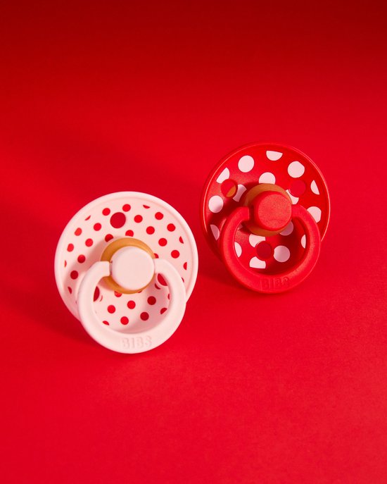 BIBS Colour Polka Dots Fopspeen - 0-6 mnd - 2-pack - Blossom/Candy Apple — afbeelding 3