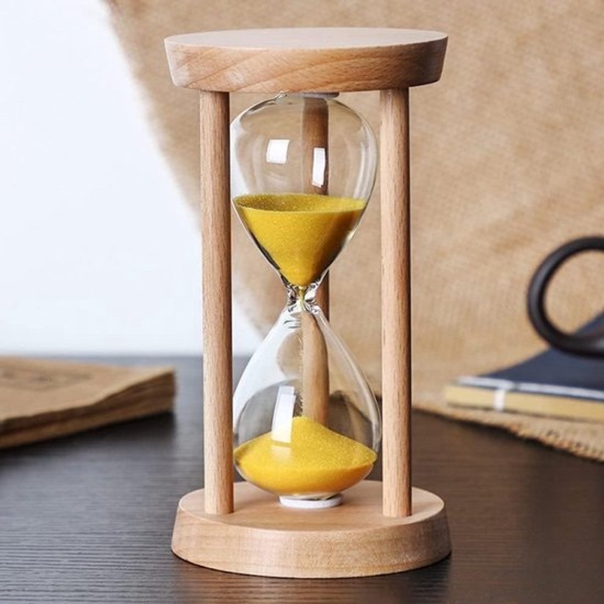 Houten Zandloper Tijdsmeting voor Keuken en Woondecoratie