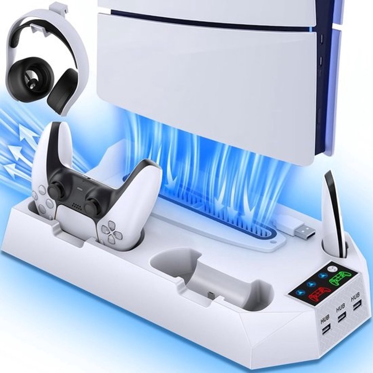 Controller Laadstation - Oplaadstation Dock - Games Console - Snelladen Meerdere Controllers - Compact Ontwerp - Wit