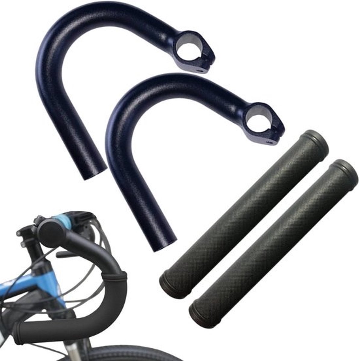 Fietsstuuruiteinden - Stuurverlenging - Comfortabel Fietsen - Ergonomische Handgrepen - 222 mm - Zwart