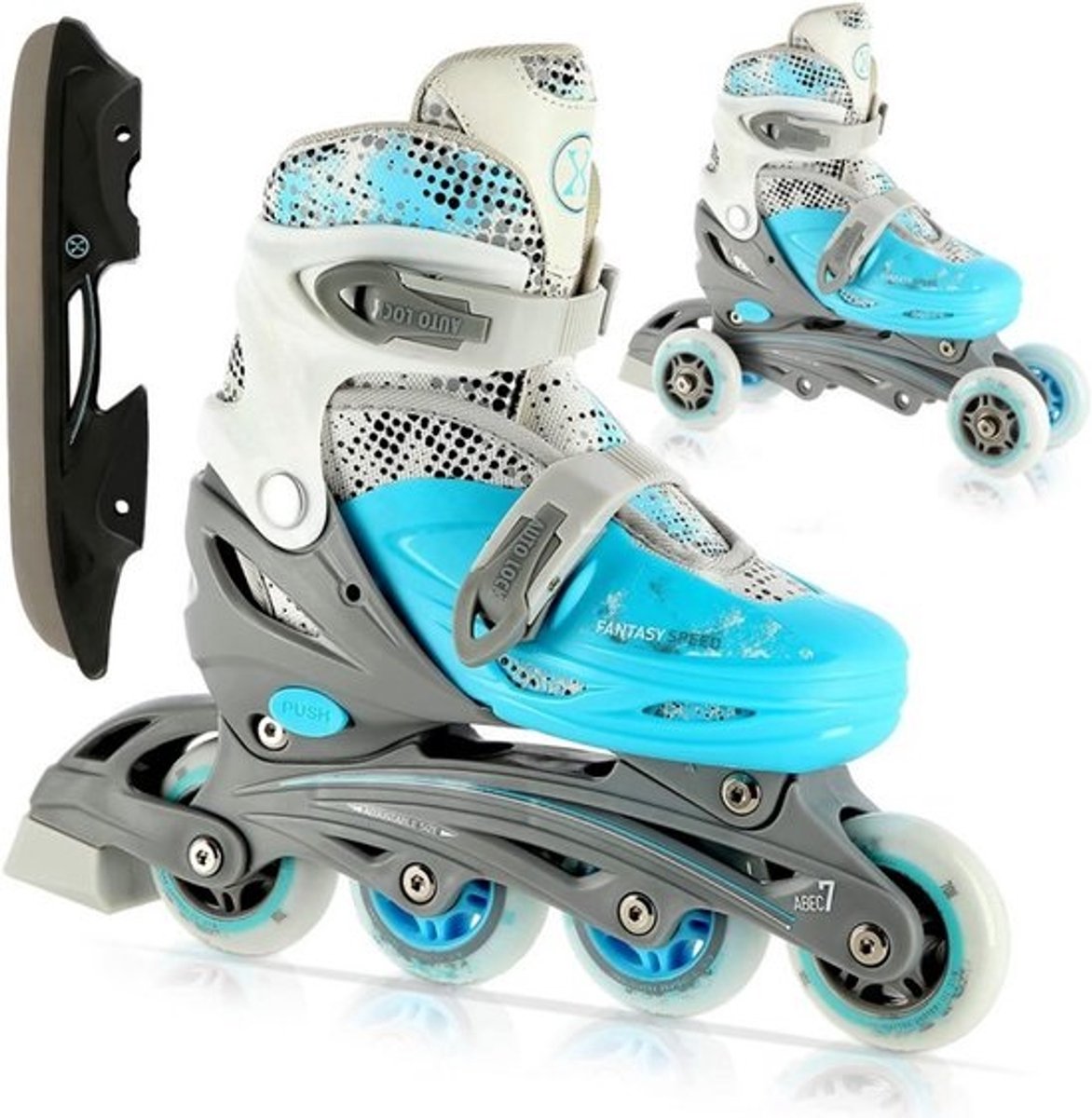 Kinder Skates - Schoen Schaatsen - Veelzijdig Gebruik - Verstelbare Maat - 35-38 - Blauw