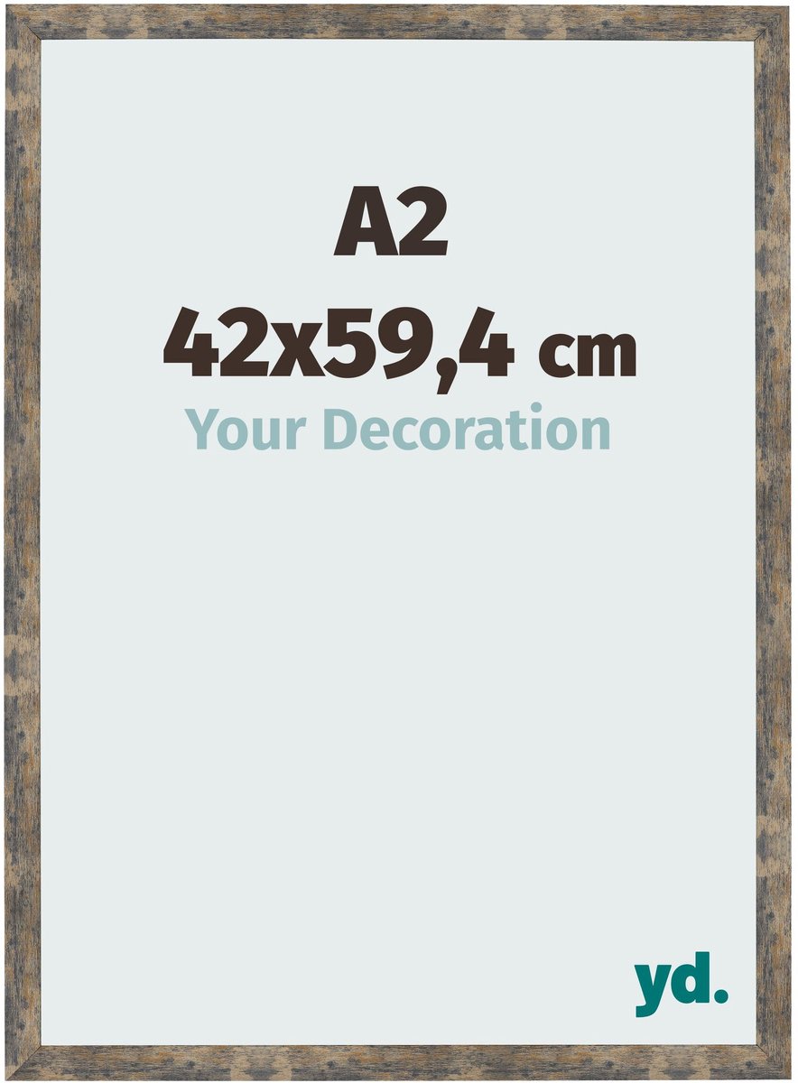 Your Decoration - Fotolijst A2 42x59,4 cm - MDF - Blauw Goud Gemeleerd - Bologna