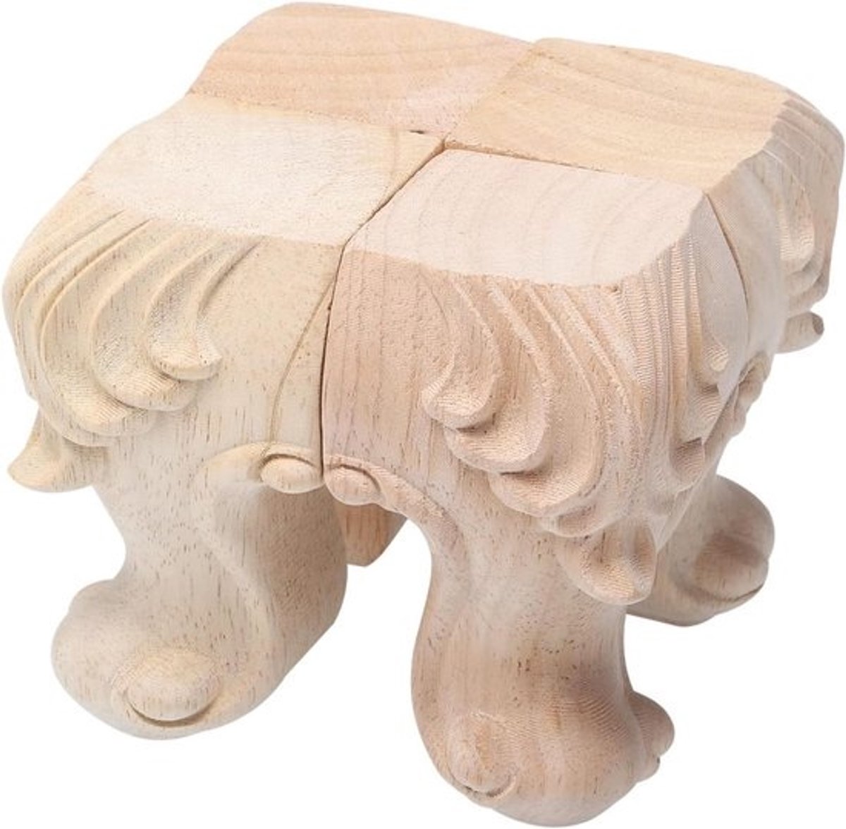 Houten Meubelpoten - Bankpoten Tafelpoten - Meubels Verhogen - Gesneden Rozenpatroon - 10 x 6 x 6 cm - Beige