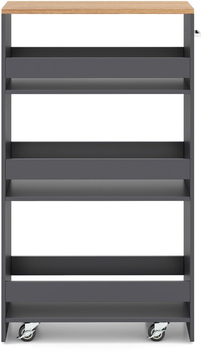SureDeal® - Buffetkast - Smalle Mobiele Serveerwagen - Open Planken Keukenwagen - 85x32,5x15,5 cm - Grijs