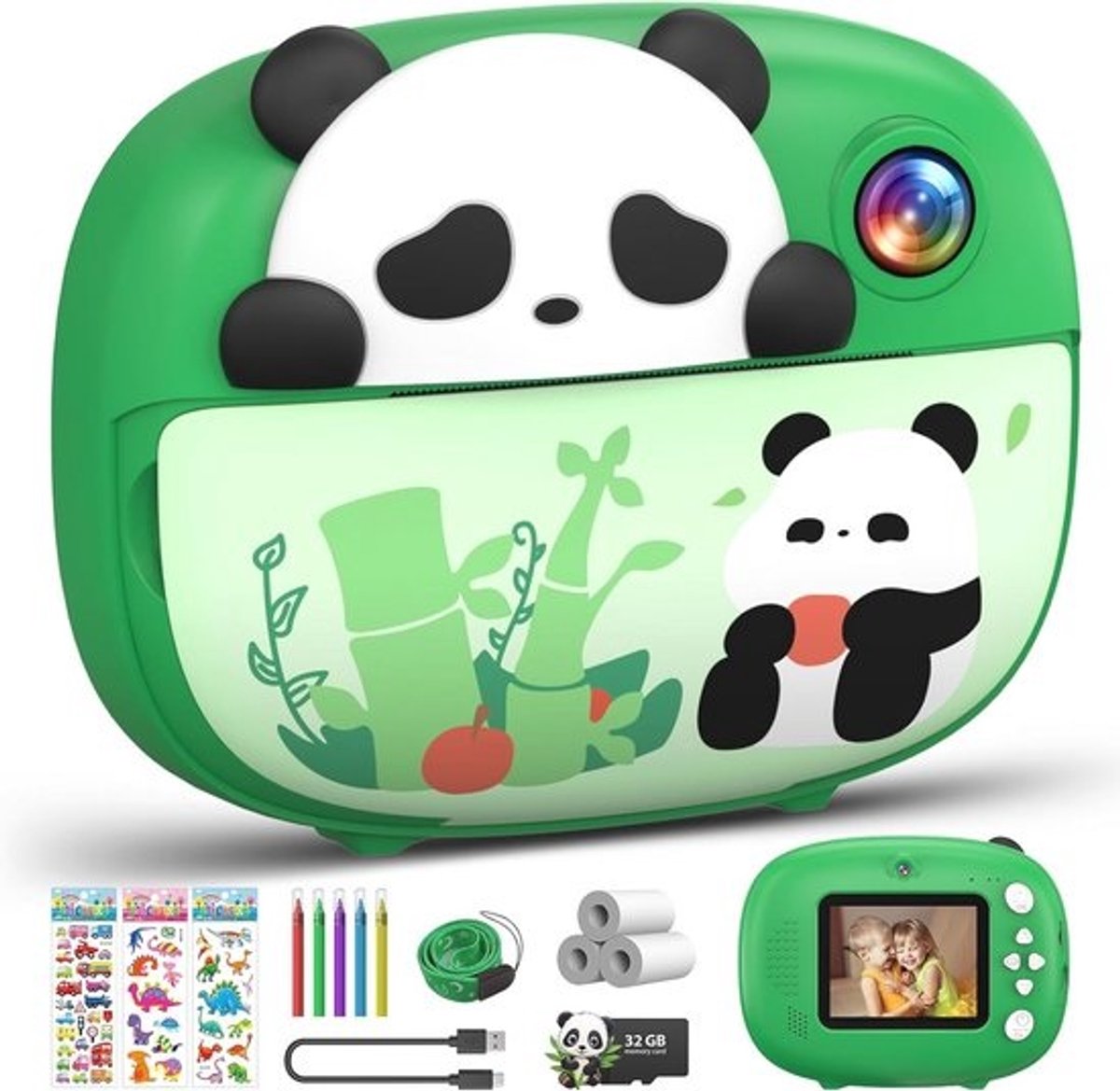 Instant camera voor kinderen - 1080P selfiecamera met 32GB printkaart - Perfect cadeau voor 3-12 jaar