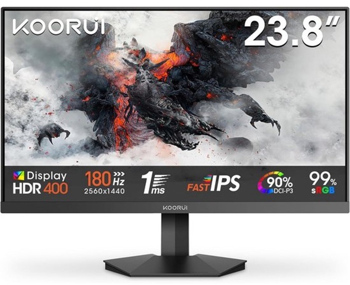 24 Inch QHD 1440P Gaming Monitor 180Hz IPS 1ms Adaptive Sync