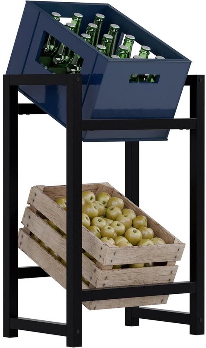 Zwart Stack Krattenrek - Handig en Chique Opbergmeubel 75x47x31 cm