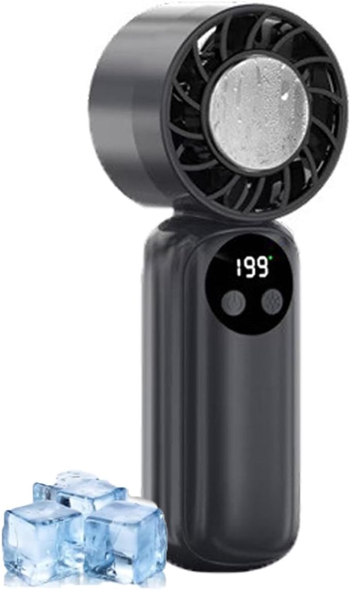 Ventilator - Handventilator - Draagbare turboventilator met verkoelend effect - 199 windniveaus - Oplaadbare Koelventilator voor Gezicht en Kantoor - Draagbare mini-reisventilator - Persoonlijke draagbare ventilator - Zwart - Koelventilator