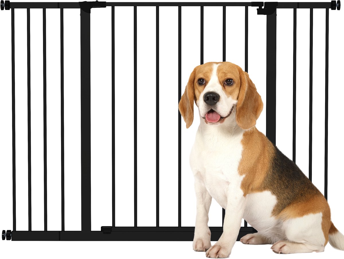 Uitschuifbaar metalen veiligheidshekje voor deuren en trappen voor honden en baby's, huisdierhekje 76-107x76 cm