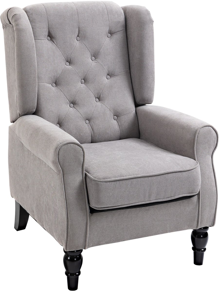loungestoel - houten poten - modern design - hoge rugleuning - comfortabele bekleding - grijs