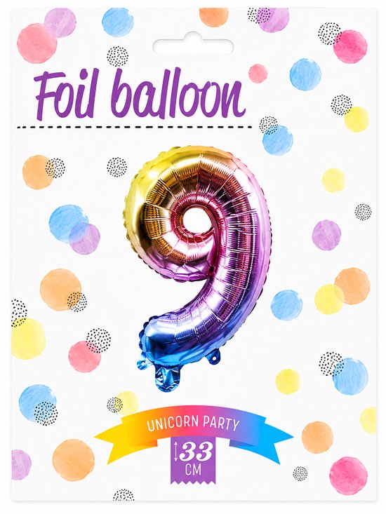 Folie Cijferballon 33 cm - Cijfer 9