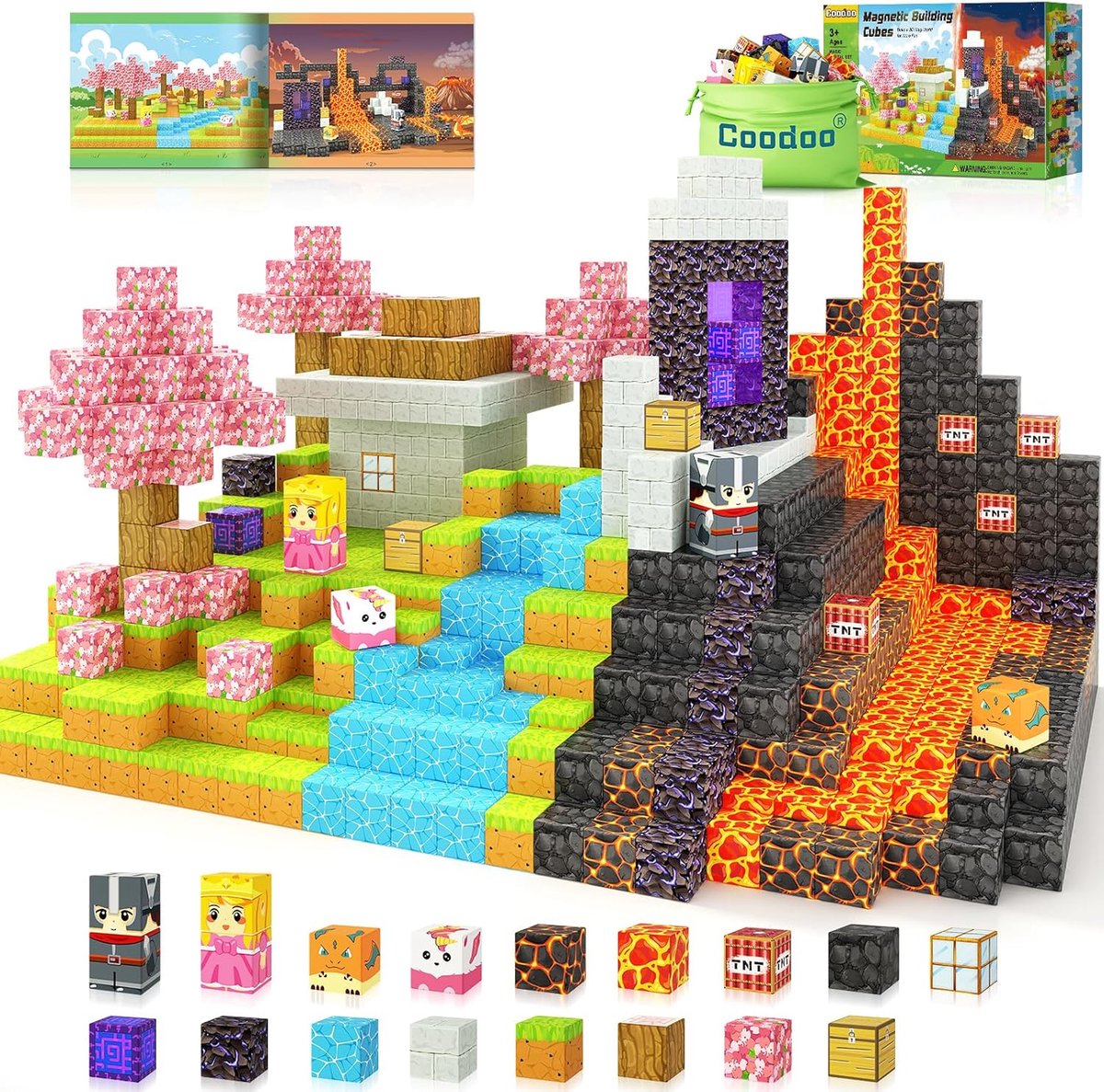 VONKELIOS®Magnetische Bouwblokken‑Set | Creatieve Bouwtegels, Educatief Montessori‑Speelgoed voor Peuters, Buiten‑ en Binnenspeelgoed voor Jongens en Meisjes vanaf 3 Jaar