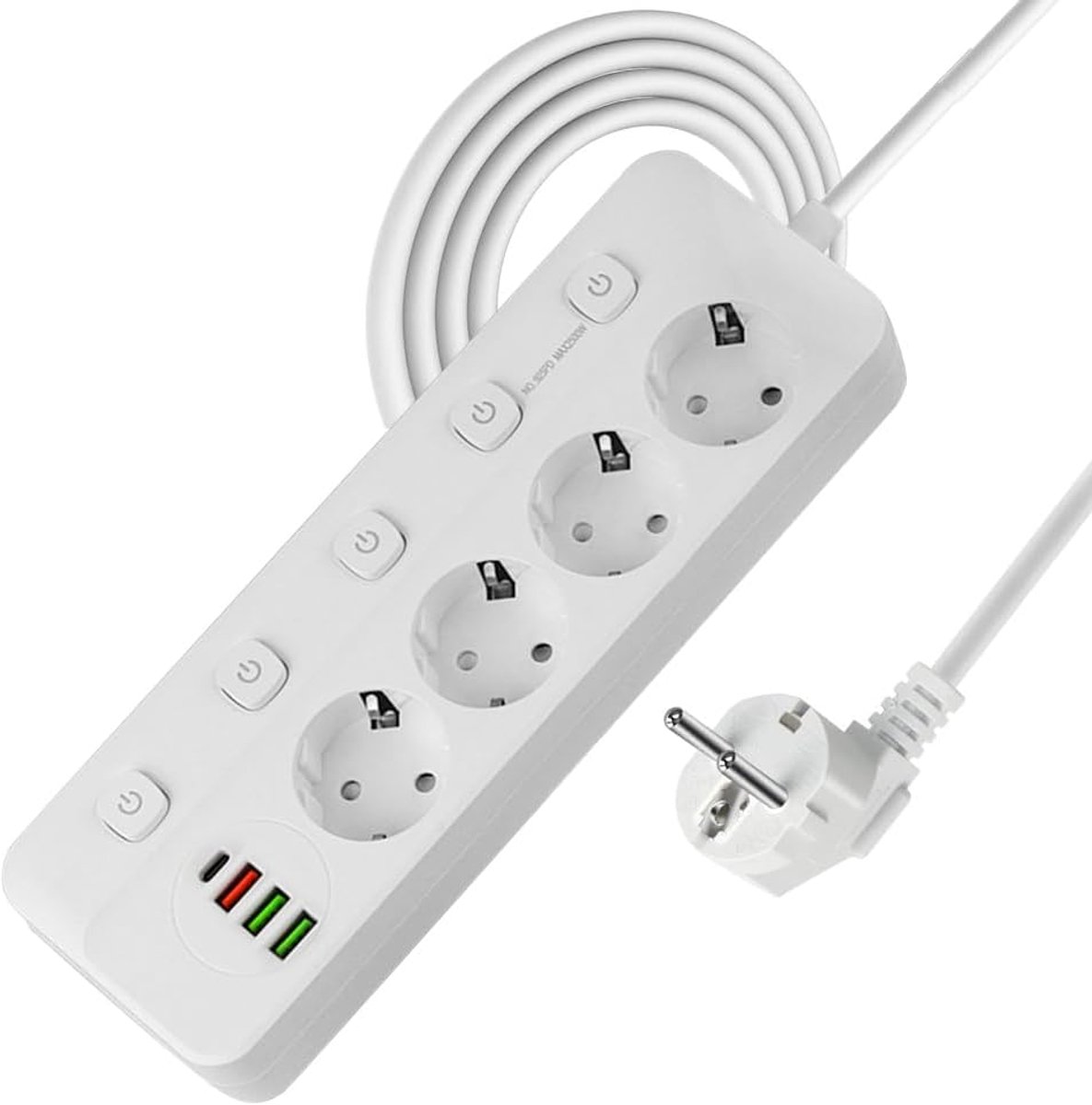 Wandstekkerdoos met aparte schakelaar en USB-stekkerdoos (universele stekker (EU-standaard) met USB-poort)