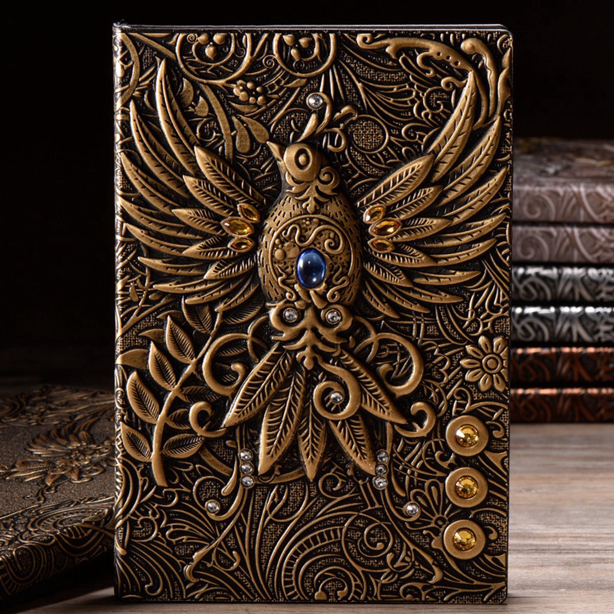 Casalora® Vintage Leren Notitieboek A5 – 3D Feniks Reliëf Dagboek – 200 Pagina’s Reisjournal voor School, Kantoor, Creatief Schrijven & Cadeau