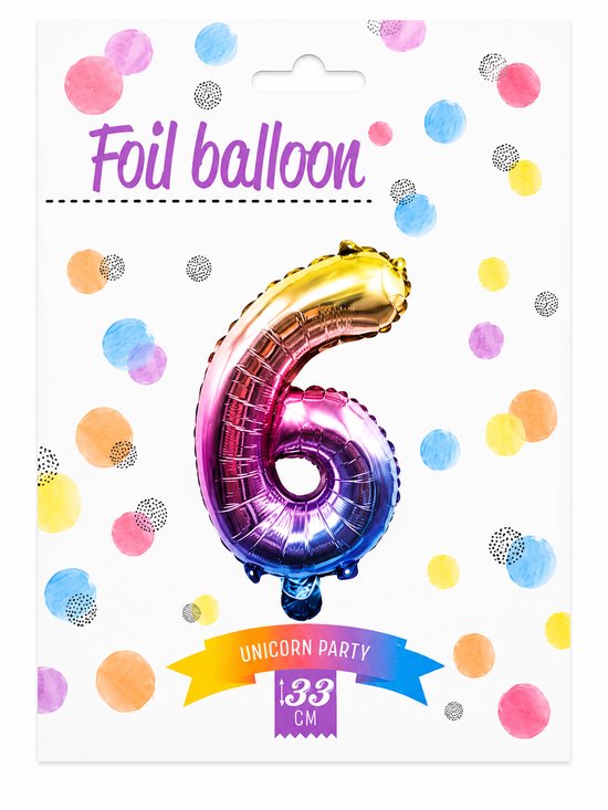 Folie Cijferballon 33 cm - Cijfer 6