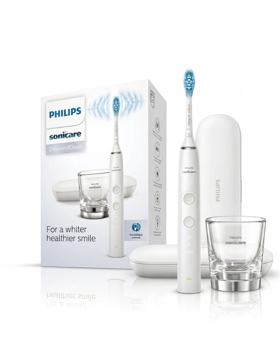 Bol.com Philips Sonicare DiamondClean 9000 - Elektrische tandenborstel - Wit - Oplaadglas - HX9911/27 aanbieding