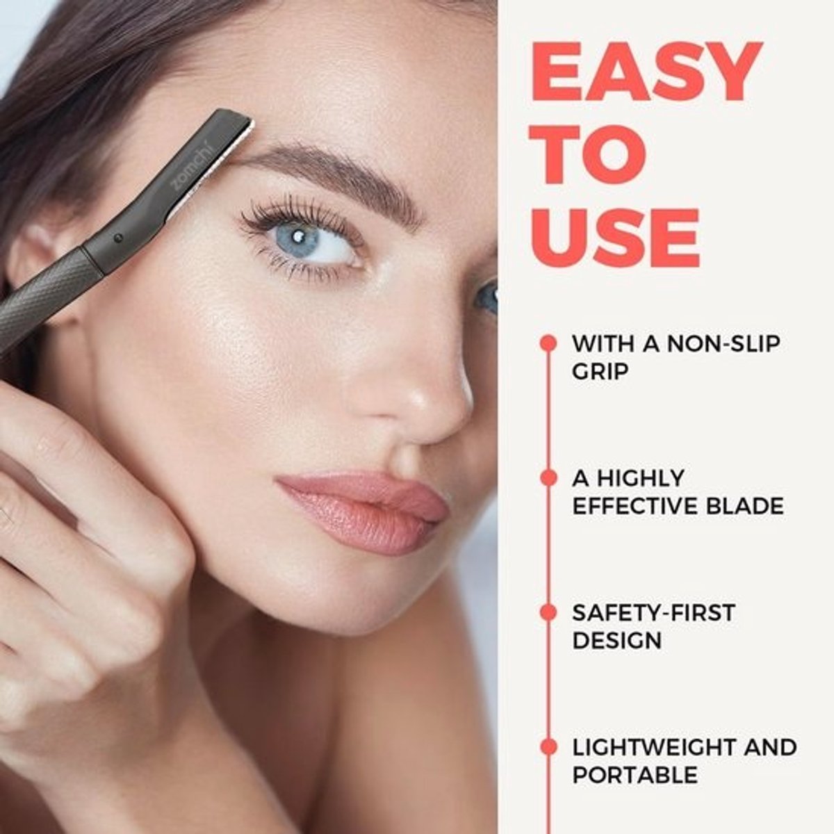 ZOMCHI Eyebrow Razor Blades - Facial Razor for Men and Women - Eyebrow Trimmer with Precision Cover - 6 Blade Face Shaver -Black