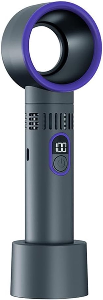 Ventilator - Mini ventilator - Handventilator oplaadbaar - Draagbare mini-handventilator - 3 snelheidsstanden - lichtgewicht persoonlijk koelapparaat - Grijs-paars - Draadloos USB met Lange Batterijduur - LED Display - Mini Ventilator