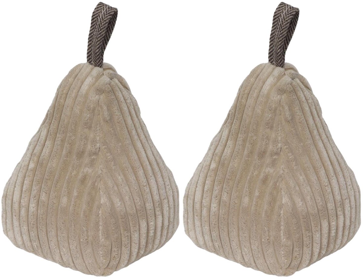 Luance Deurstopper - 2x - 1,8 kg - beige - stof - met lus - piramide vorm - L14 x B13 x H21 cm - deurstop