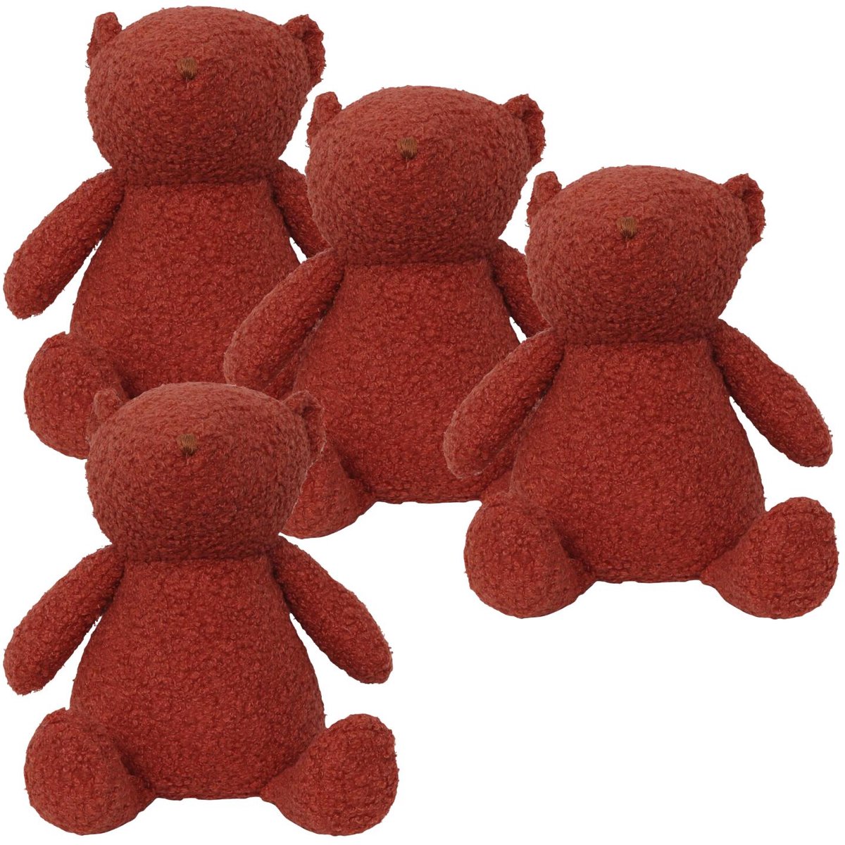 Luance Deurstopper Teddy - 4x - 1 kg - steenrood - knuffelbeer - L13 x B11 x H21 cm
