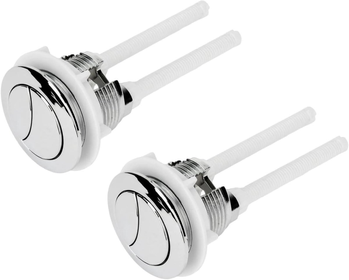 Set van 2 Push Button Dubbele Spoelknoppen 38mm, Rond Vervangonderdeel voor Toilettank, Sanitair en Badkameraccessoires