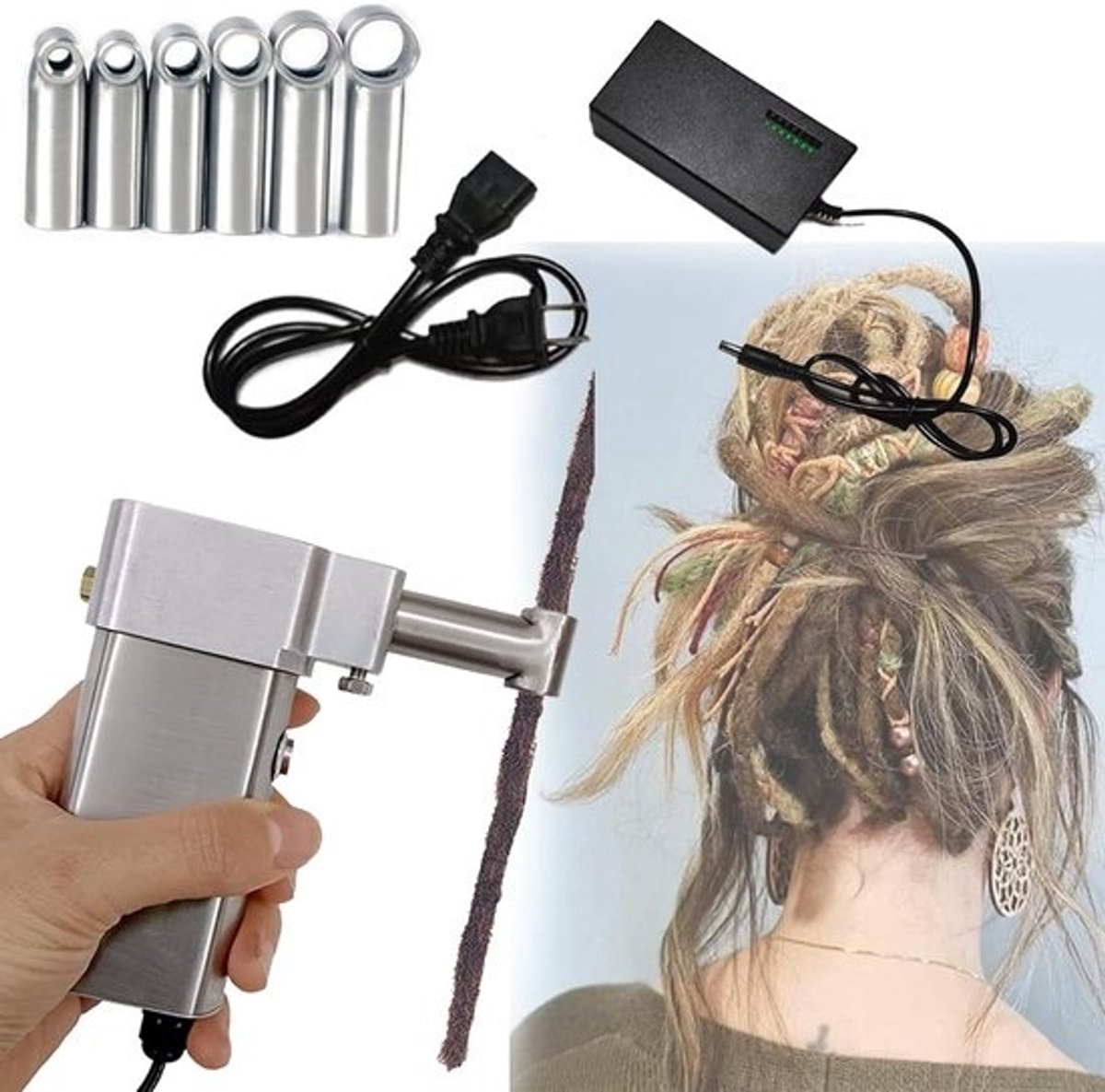 Draagbare Elektrische Vlechtmachine voor Dreadlocks en Locs - Met Diverse Maten Haken