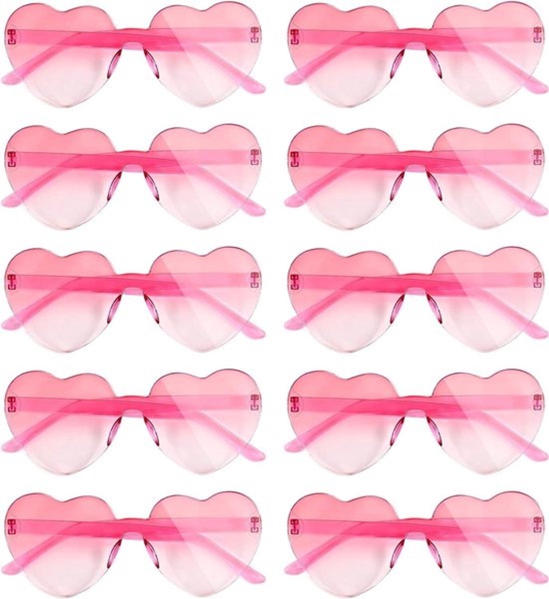 Hartvormige Zonnebrillen - Dames Brillen - Feestelijke Accessoires - Randloos Ontwerp - 10 Paar - Transparant